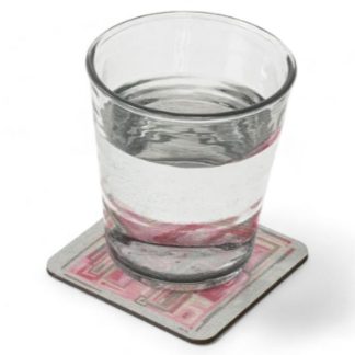 Coaster printed with 'What happened there?'