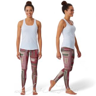 Leggings printed with 'What happened there?'